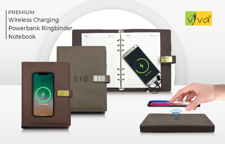 Personalized Wireless Charging Powerbank Ringbinder Notebooks - Viva Global Store