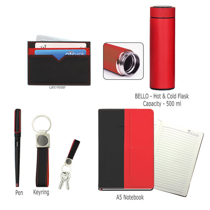 SPAZIO NPCKF 5 PC Gift Set (Notebook + Pen + Card Holder + Keyring + Flask)