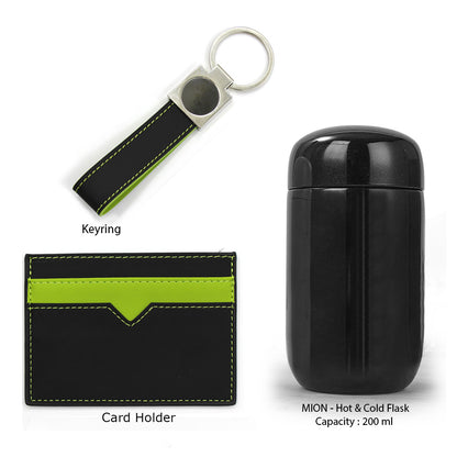 SPAZIO-CKF 3 PC Gift Set (Card Holder + Keyring + Flask)