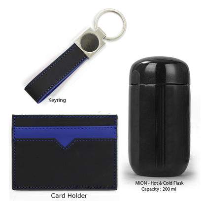 SPAZIO-CKF 3 PC Gift Set (Card Holder + Keyring + Flask)