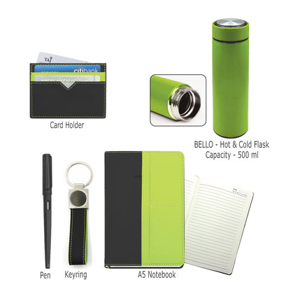 SPAZIO NPCKF 5 PC Gift Set (Notebook + Pen + Card Holder + Keyring + Flask)