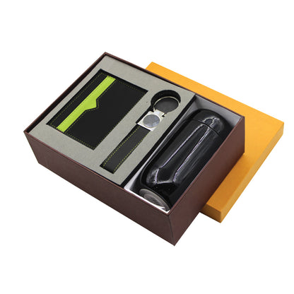 SPAZIO-CKF 3 PC Gift Set (Card Holder + Keyring + Flask)