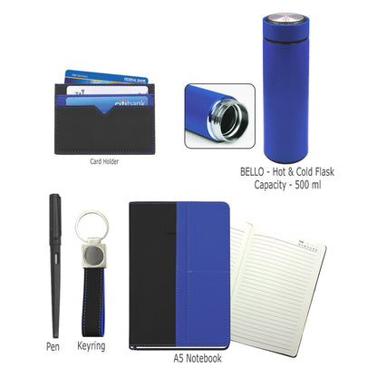 SPAZIO NPCKF 5 PC Gift Set (Notebook + Pen + Card Holder + Keyring + Flask)