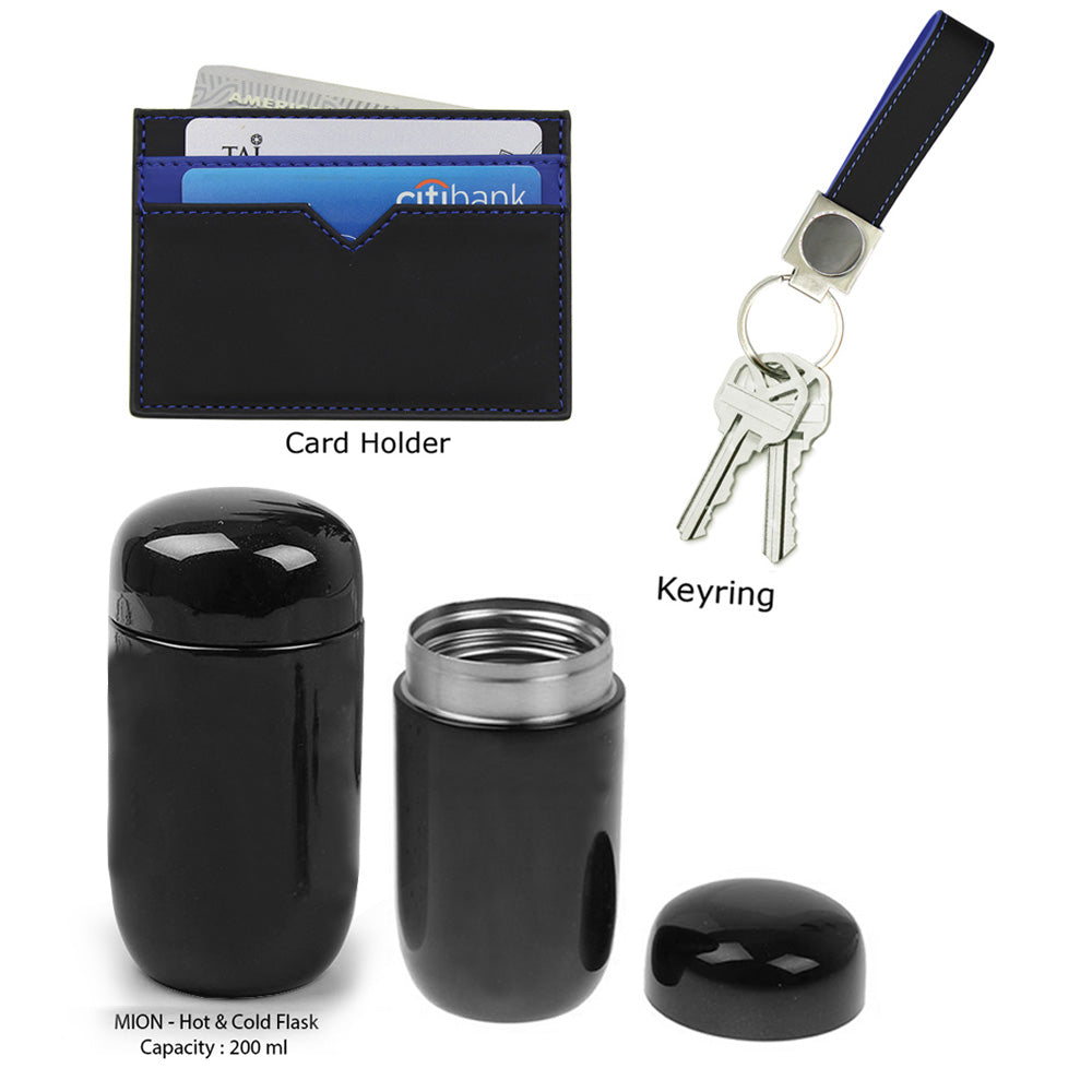 SPAZIO-CKF 3 PC Gift Set (Card Holder + Keyring + Flask)