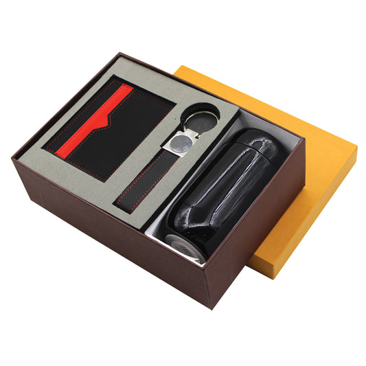 SPAZIO-CKF 3 PC Gift Set (Card Holder + Keyring + Flask)